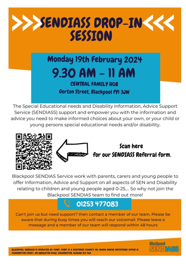 Image of BLACKPOOL SENDIASS - Drop-in Session - 19/02/24